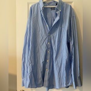 Men’s Blue and White Checker Button Up Shirt